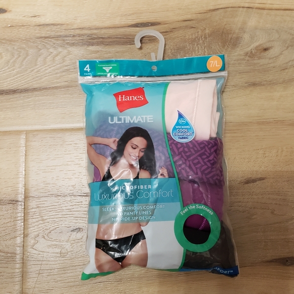Hanes Ultimate Microfiber Luxurious Comfort Women's Underwear Four Pack Size L - Picture 1 of 3